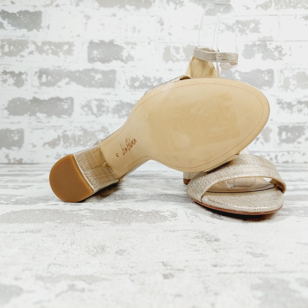 Sam Edelman Gold Block Heel Sandals - Picture 8 of 10